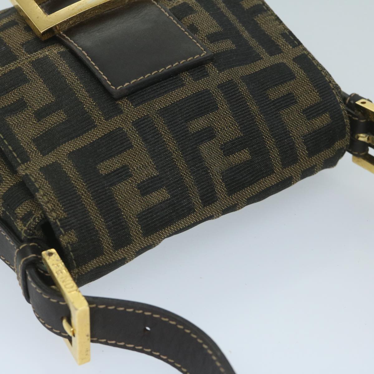FENDI Zucca Canvas Mini Mamma Baguette Hand Bag Black Brown 59810A