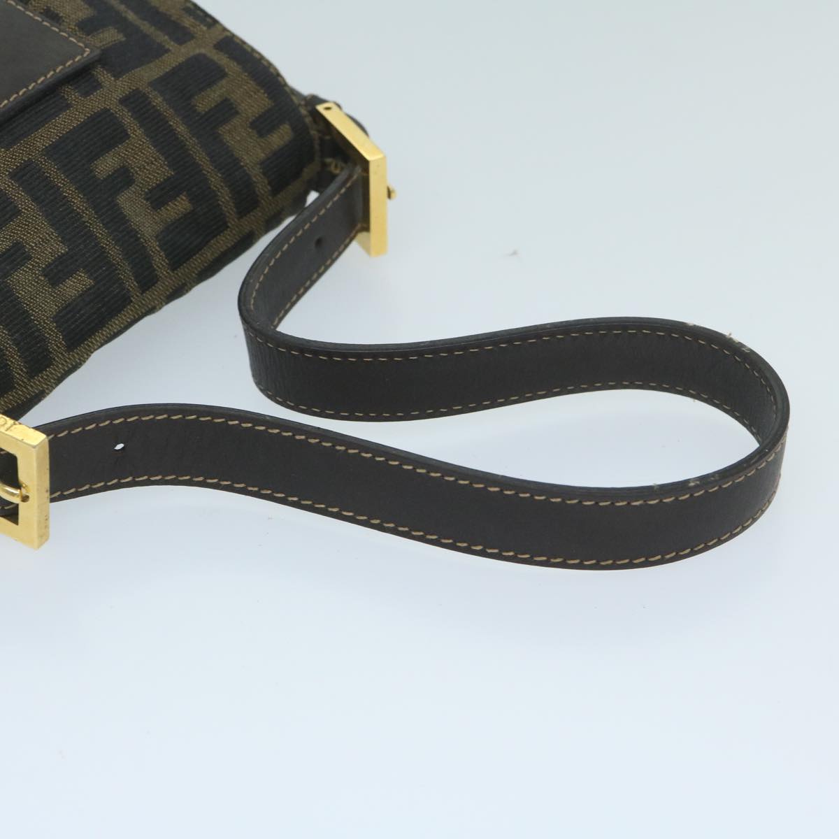 FENDI Zucca Canvas Mini Mamma Baguette Hand Bag Black Brown 59810A