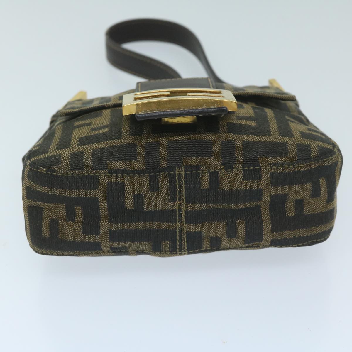 FENDI Zucca Canvas Mini Mamma Baguette Hand Bag Black Brown 59810A