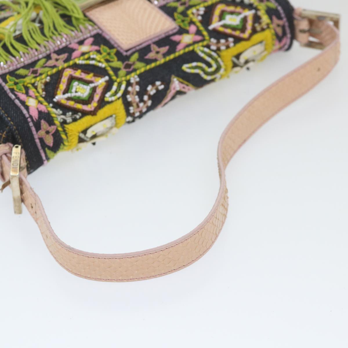 FENDI Mamma Baguette Shoulder Bag Denim Navy 59814A