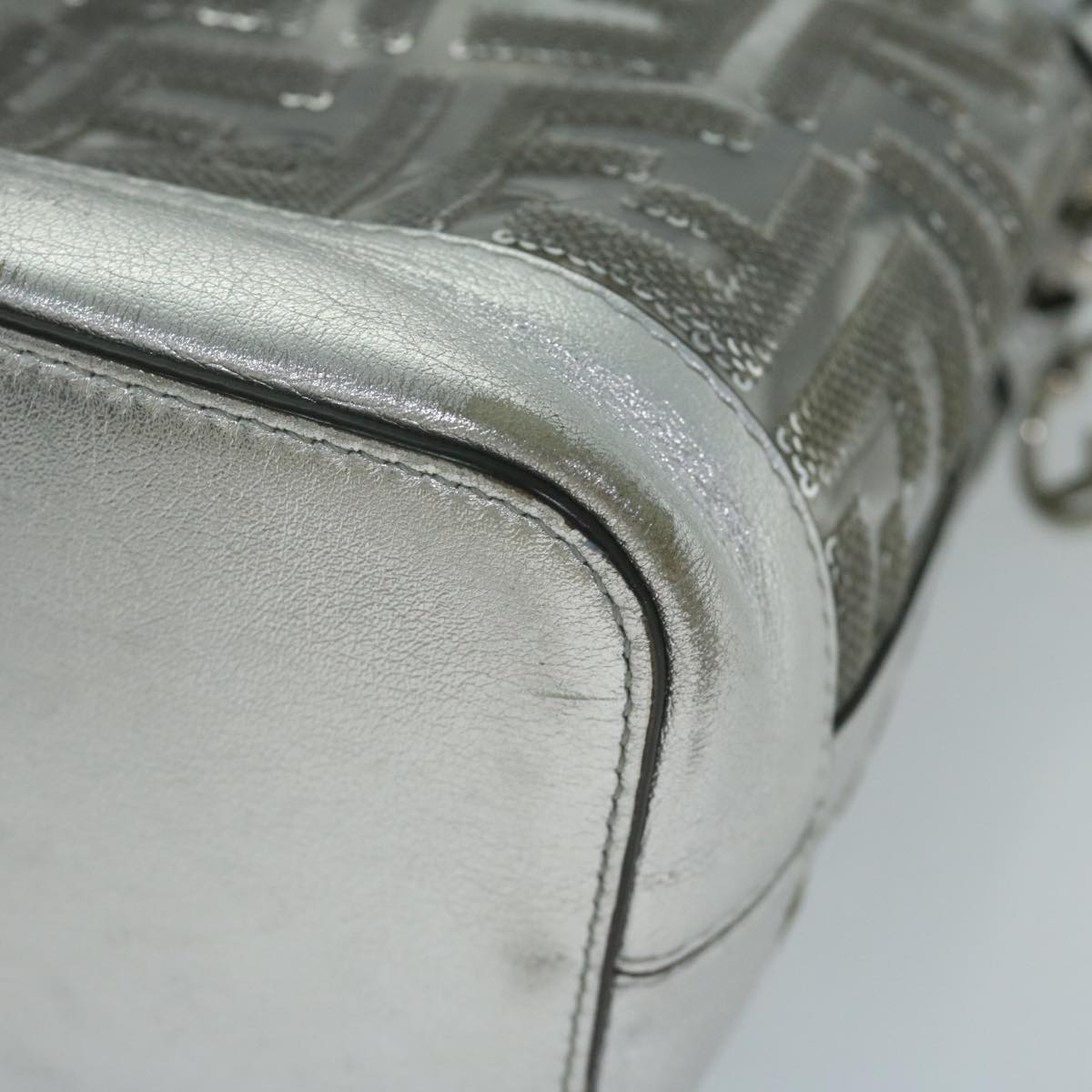 FENDI Zucca Canvas Montrezor Shoulder Bag Silver 59882A