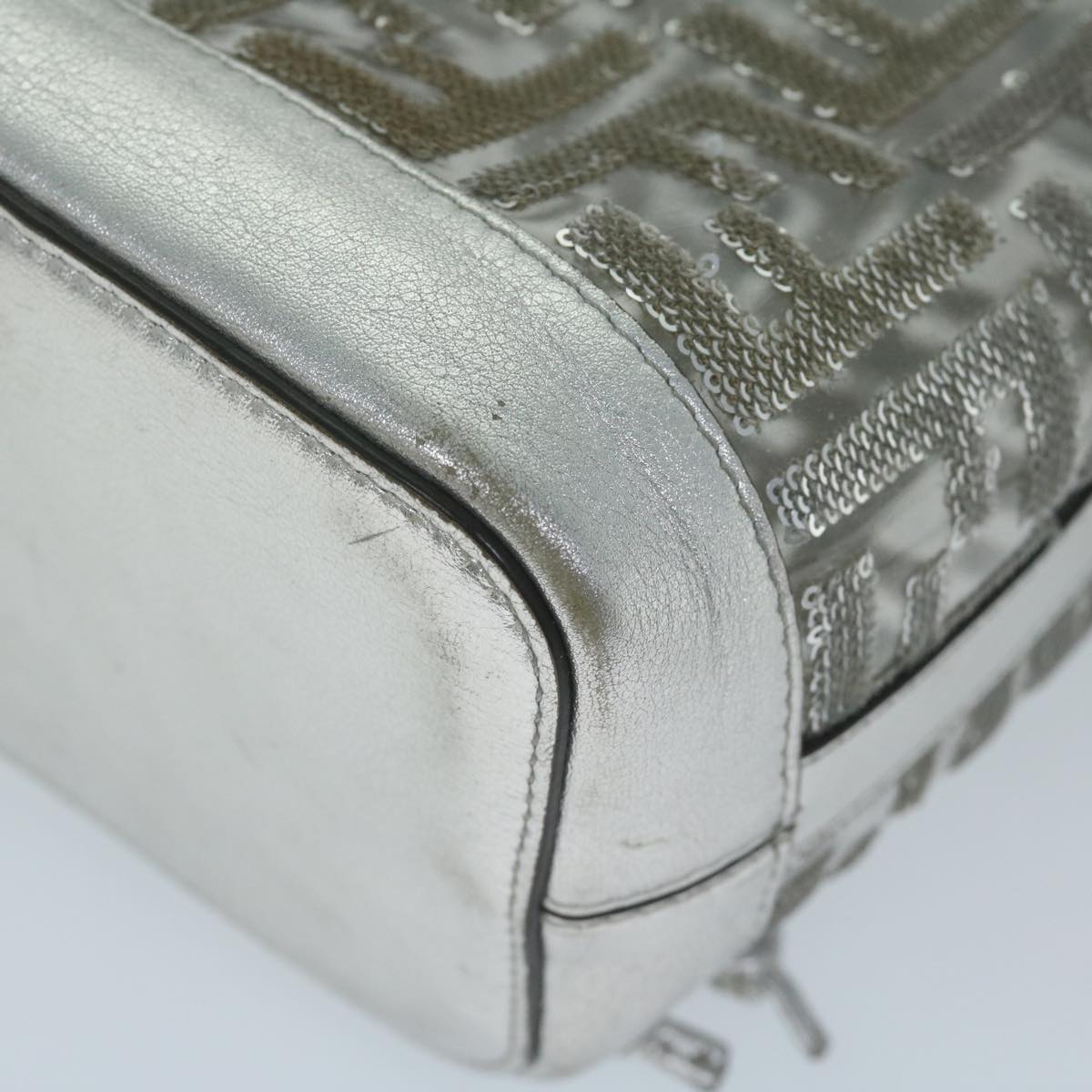 FENDI Zucca Canvas Montrezor Shoulder Bag Silver 59882A