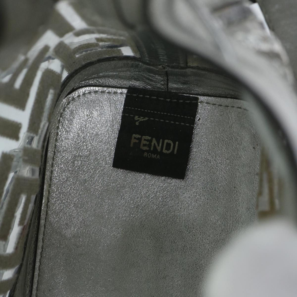 FENDI Zucca Canvas Montrezor Shoulder Bag Silver 59882A