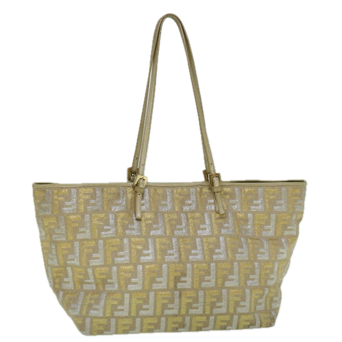 FENDI Zucca Canvas Tote Bag Gold Silver 59911