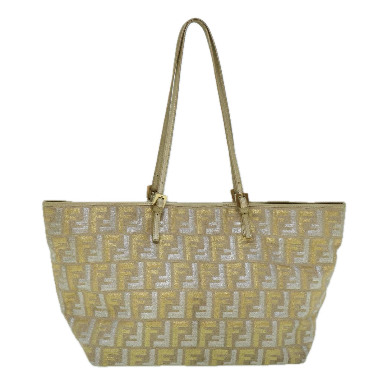 FENDI Zucca Canvas Tote Bag Gold Silver 59911