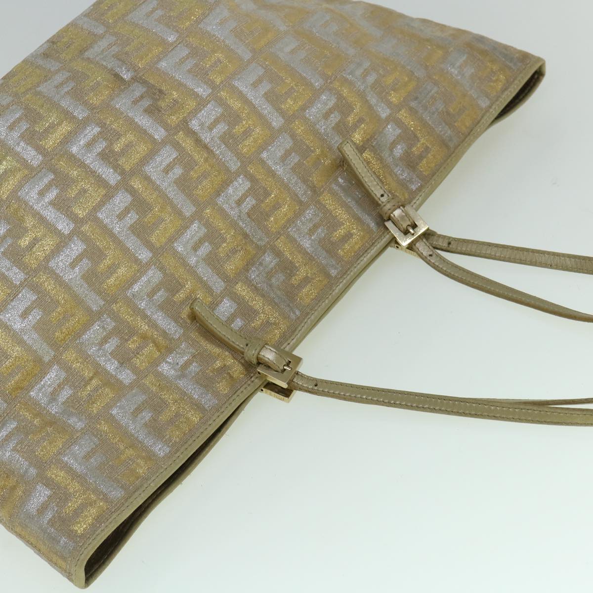 FENDI Zucca Canvas Tote Bag Gold Silver 59911