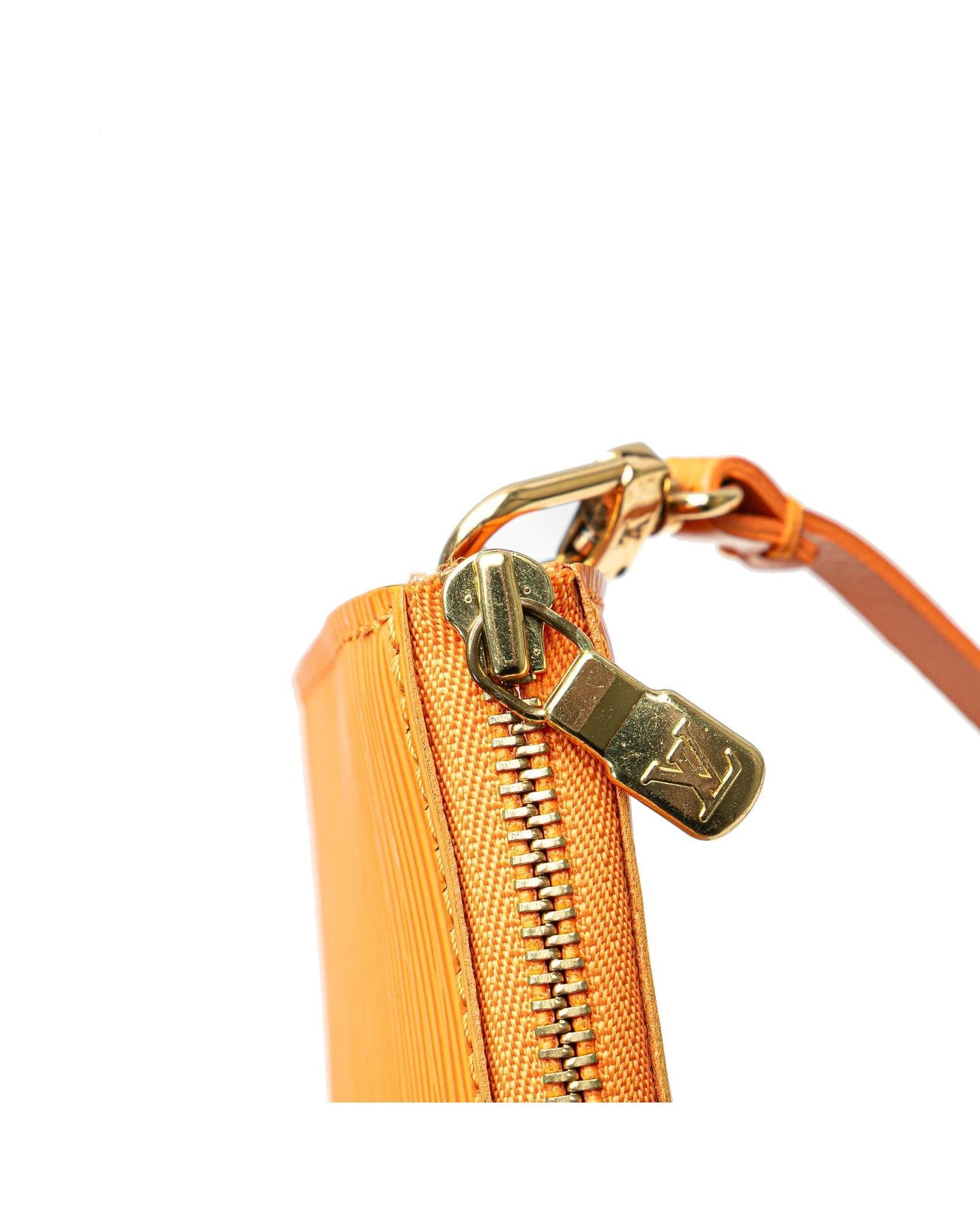 Epi Leather Pochette Accessoires with Flat Shoulder Strap and Top Zip Closure