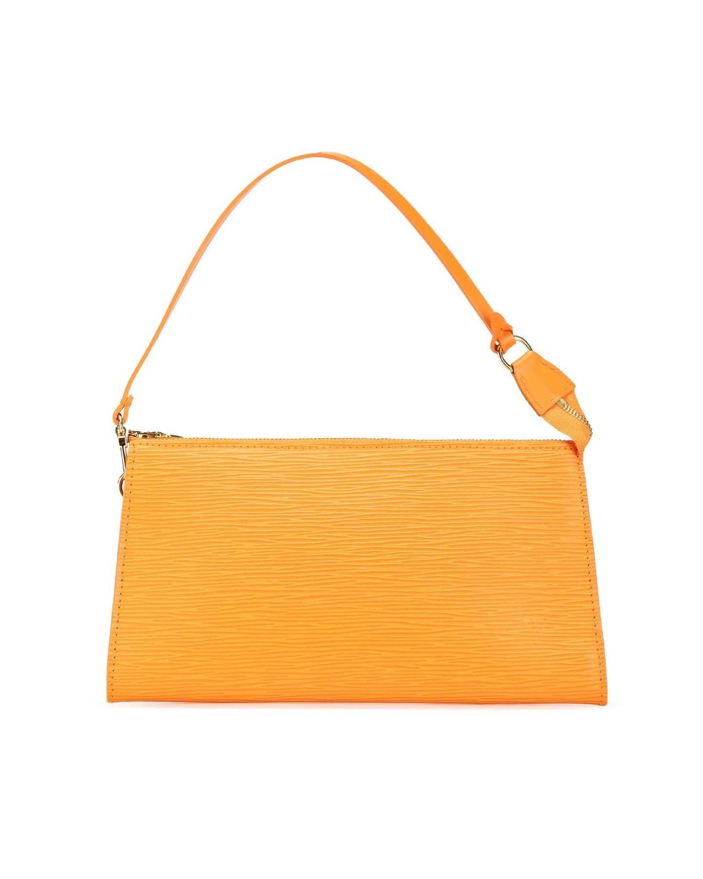 Epi Leather Pochette Accessoires with Flat Shoulder Strap and Top Zip Closure