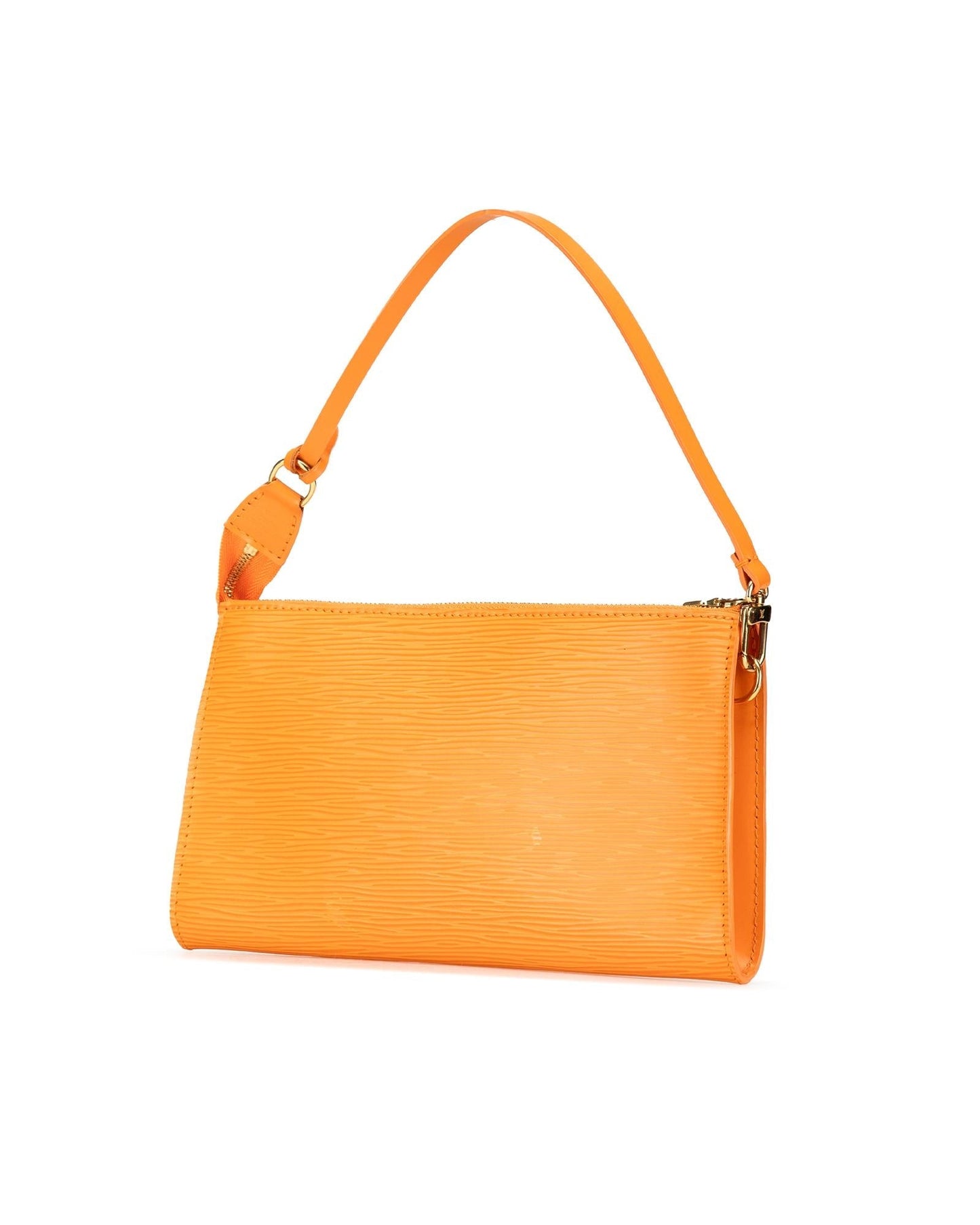 Epi Leather Pochette Accessoires with Flat Shoulder Strap and Top Zip Closure