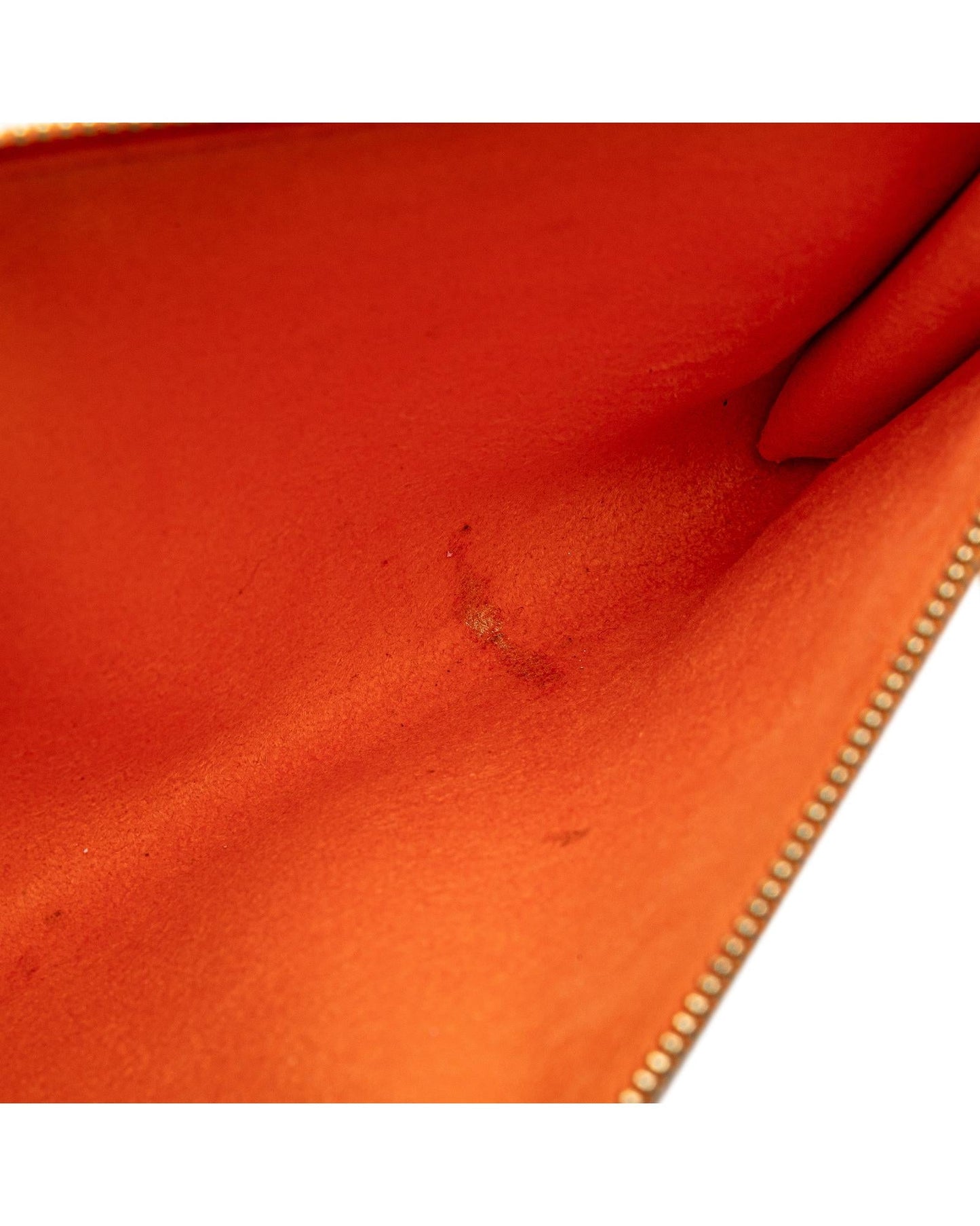 Epi Leather Pochette Accessoires with Flat Shoulder Strap and Top Zip Closure