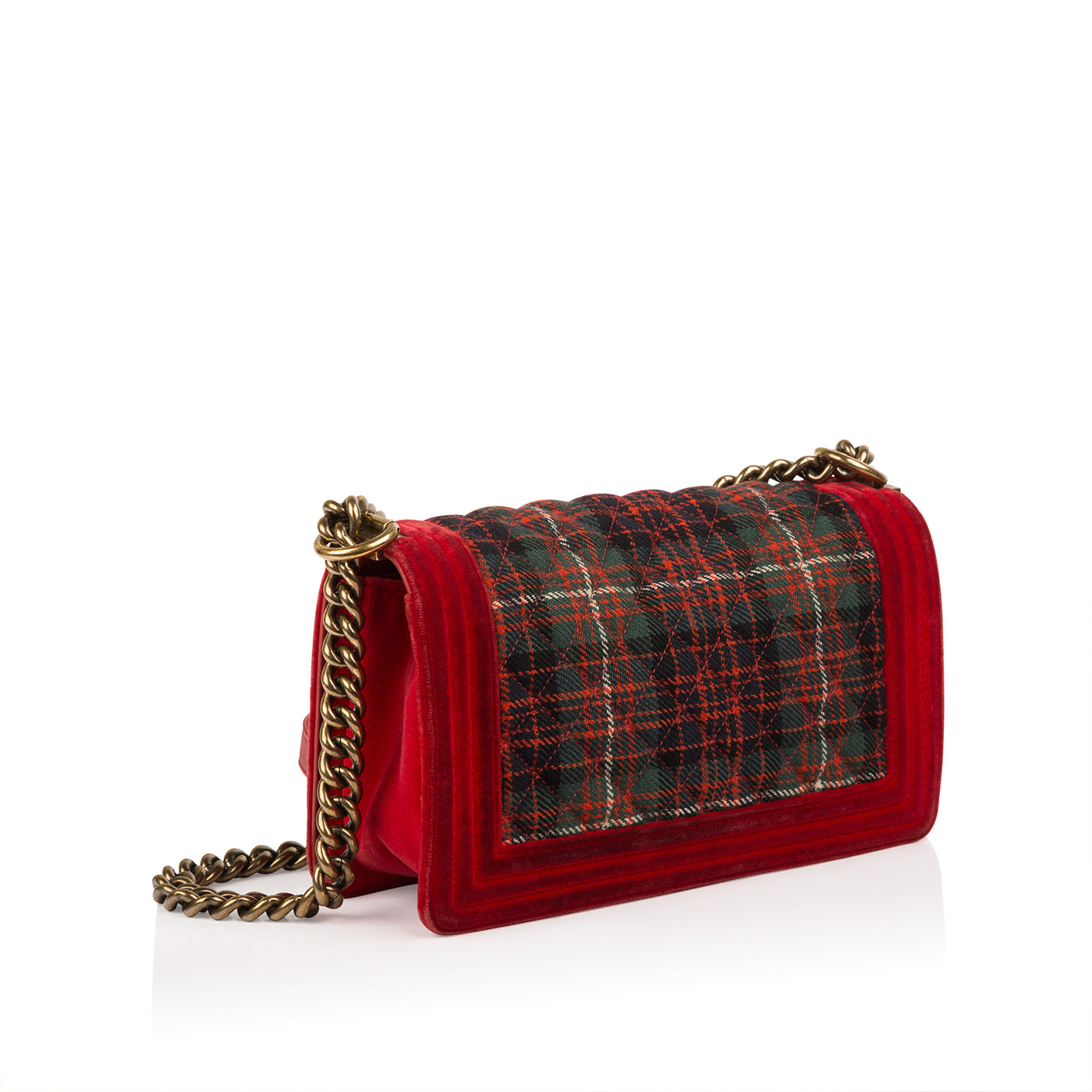 Chanel Tartan/Velvet Medium Boy Bag