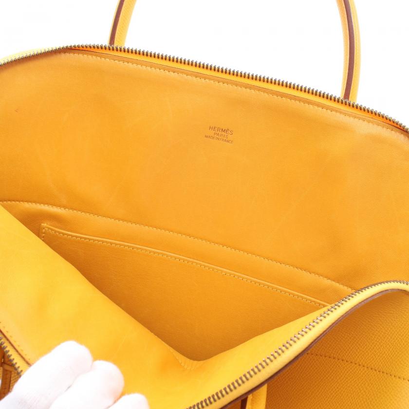 HermÃƒÆ’Ã‚Â¨s Bollide 35 Cushbel Handbag 2way Bag Leather Yellow