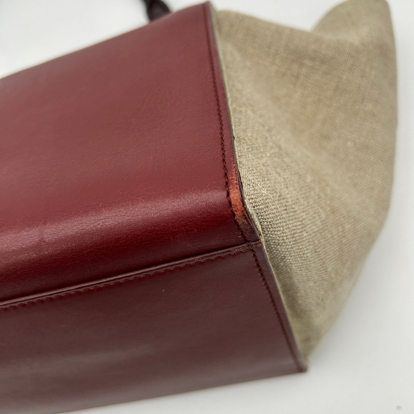 Celine Medium Tricolor Black Burgundy Beige Trapeze Bag