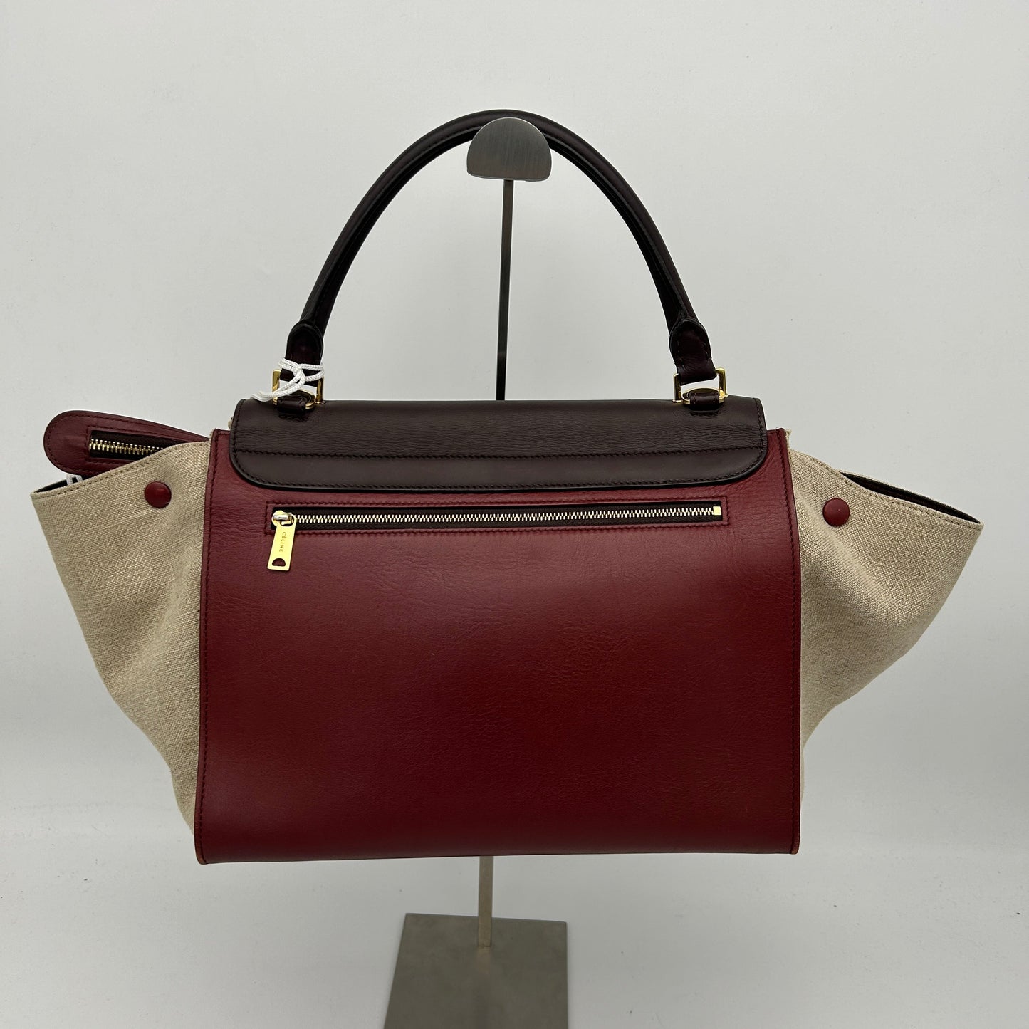 Celine Medium Tricolor Black Burgundy Beige Trapeze Bag