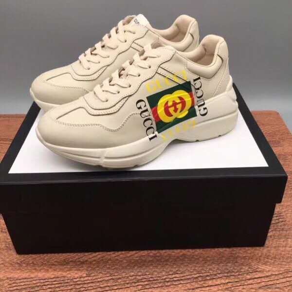 GLM-GCI  Ivory Leather Rhyton Square Logo Sneaker 048