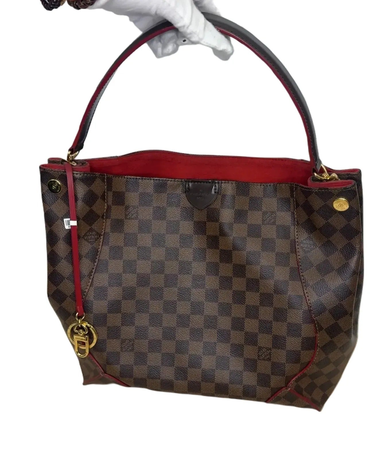 LOUIS VUITTON Damier Ebene Caissa Hobo Cherry B22-30