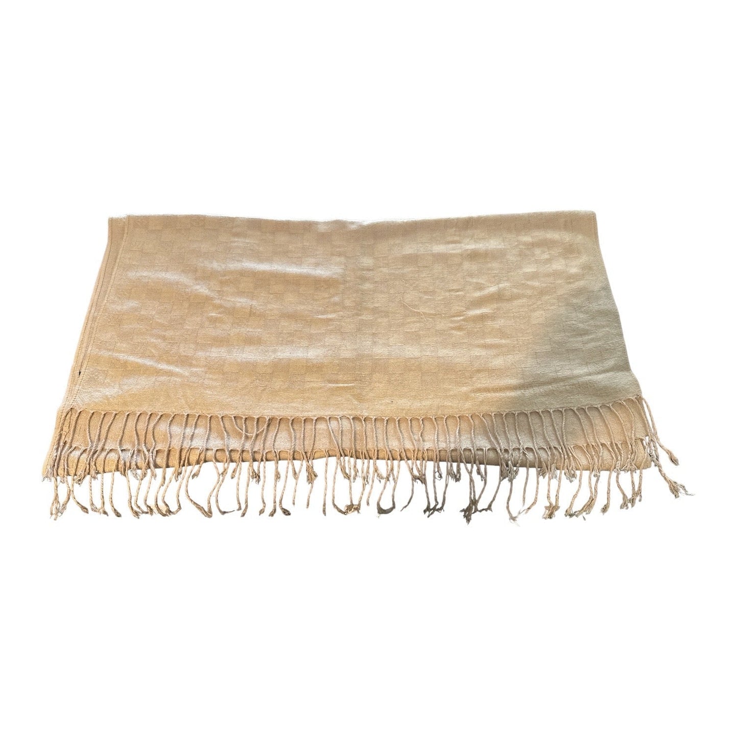 Louis Vuitton Beige Damier & LV Logo Cotton Scarf