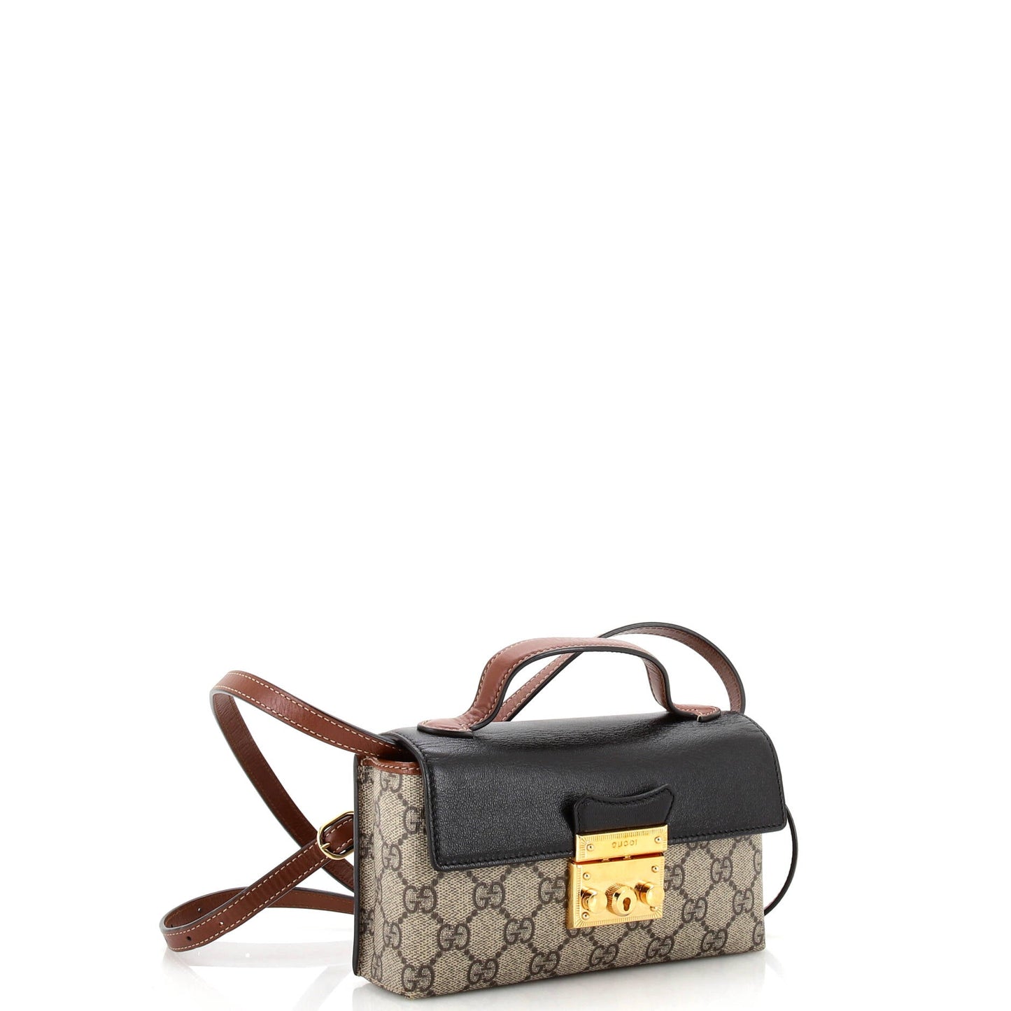 Padlock Top Handle Bag GG Coated Canvas and Leather Mini