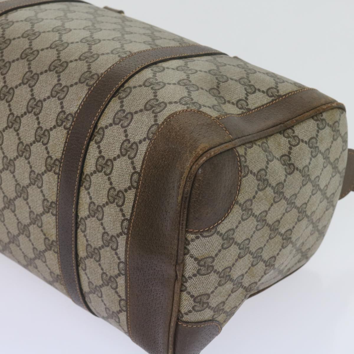 GUCCI GG Supreme Boston Bag PVC Leather Beige 60015