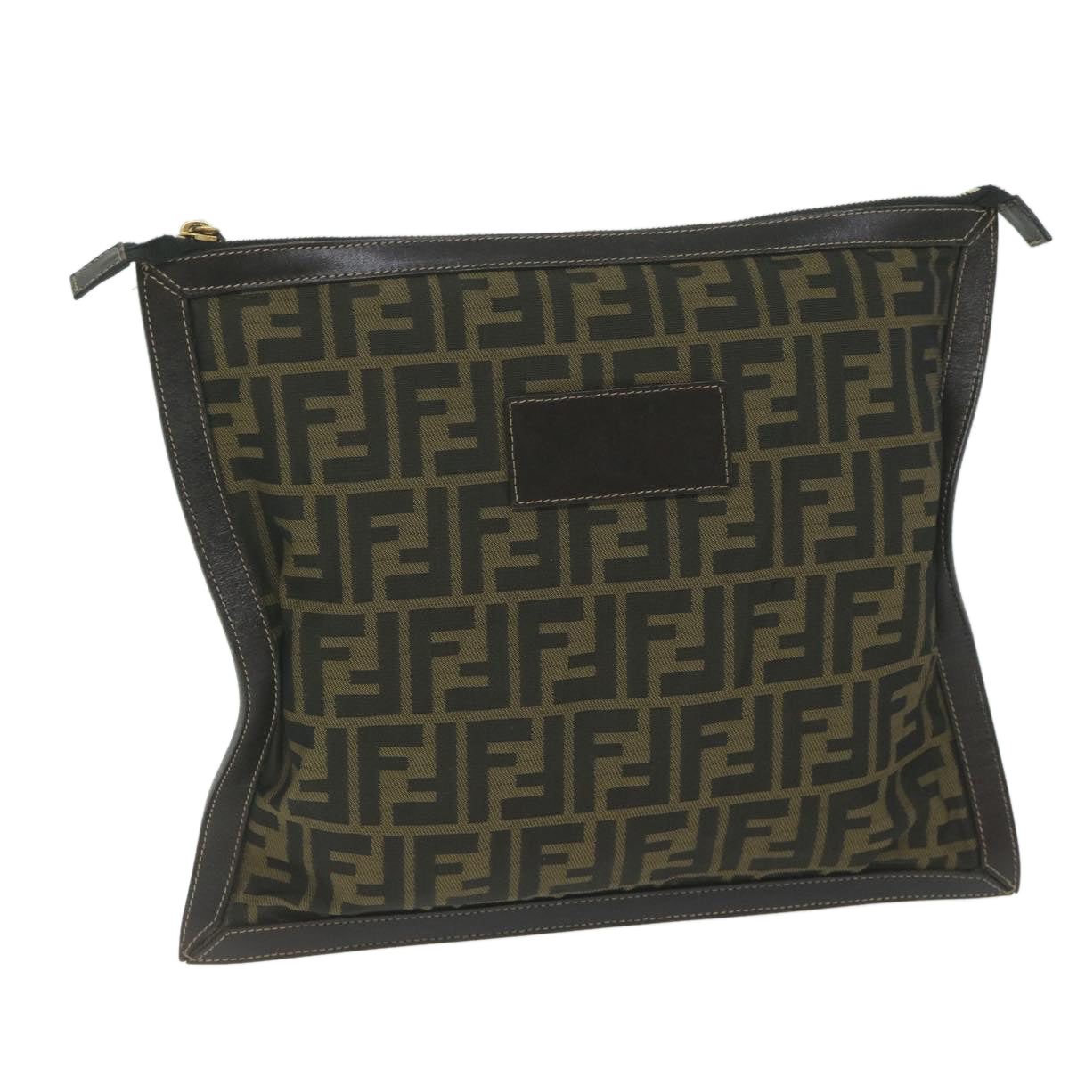 FENDI Zucca Canvas Clutch Bag Black Brown 60048