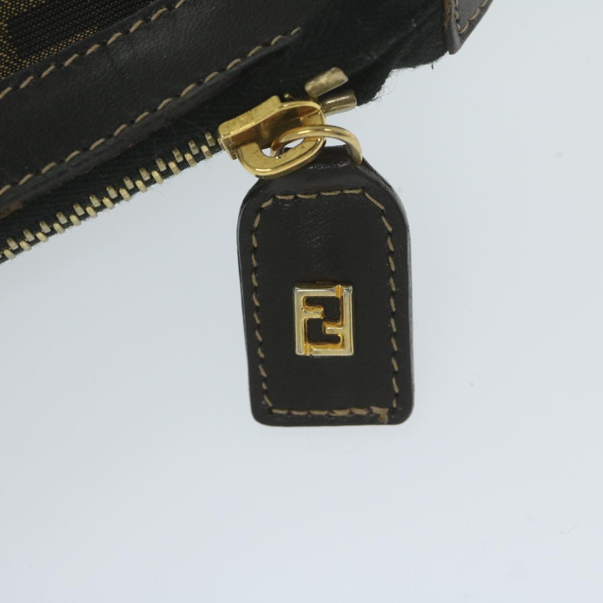 FENDI Zucca Canvas Clutch Bag Black Brown 60048