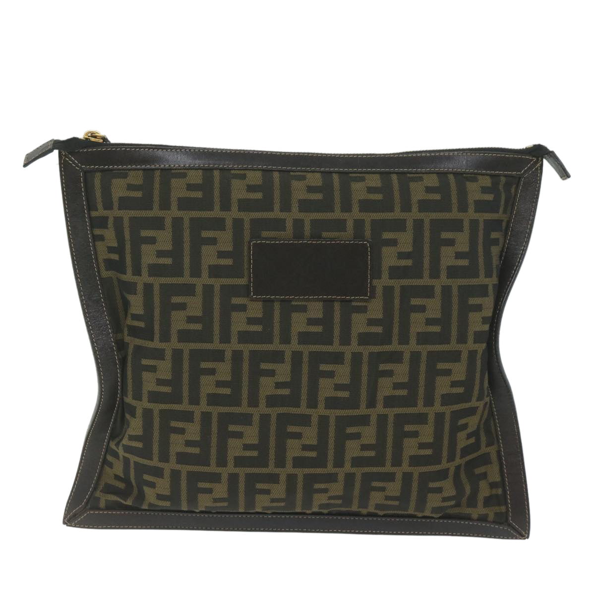 FENDI Zucca Canvas Clutch Bag Black Brown 60048