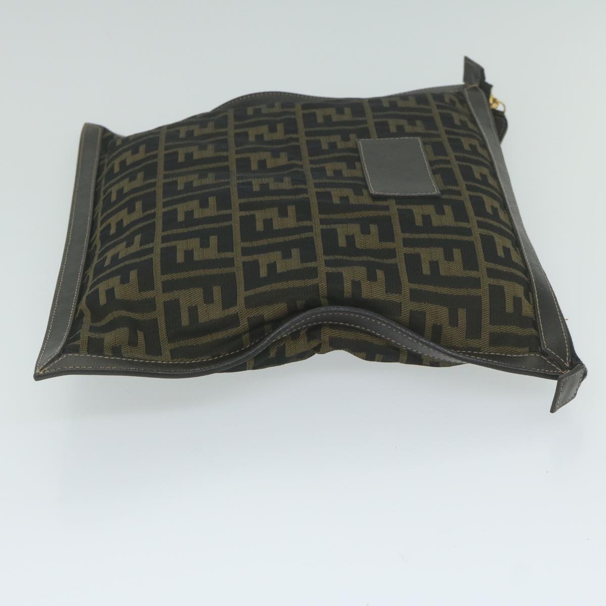 FENDI Zucca Canvas Clutch Bag Black Brown 60048