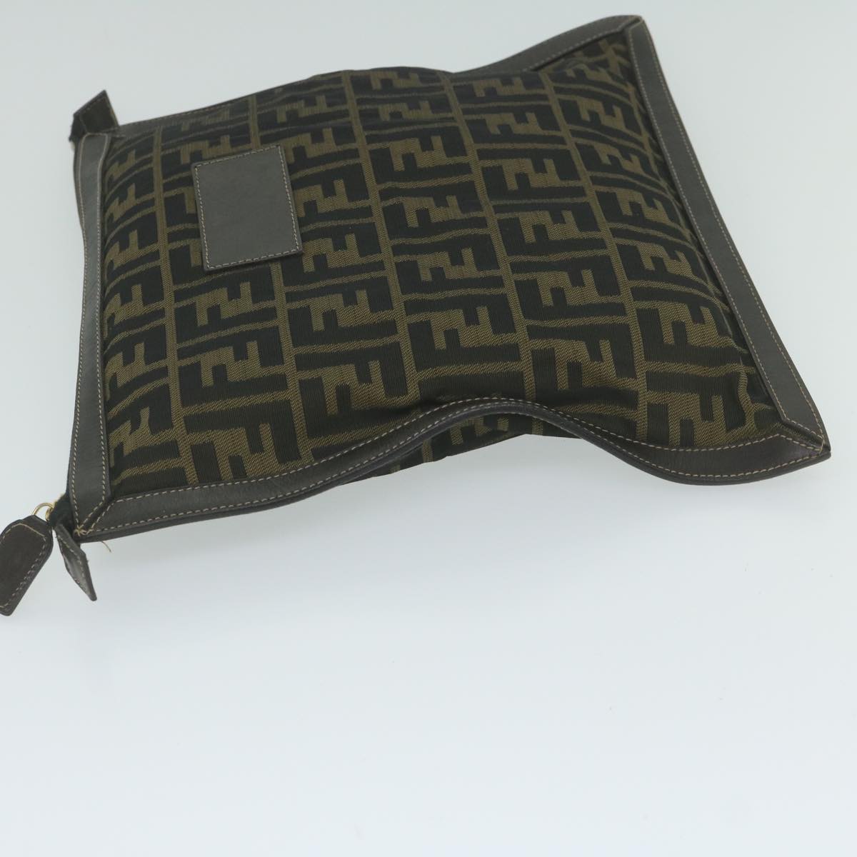 FENDI Zucca Canvas Clutch Bag Black Brown 60048