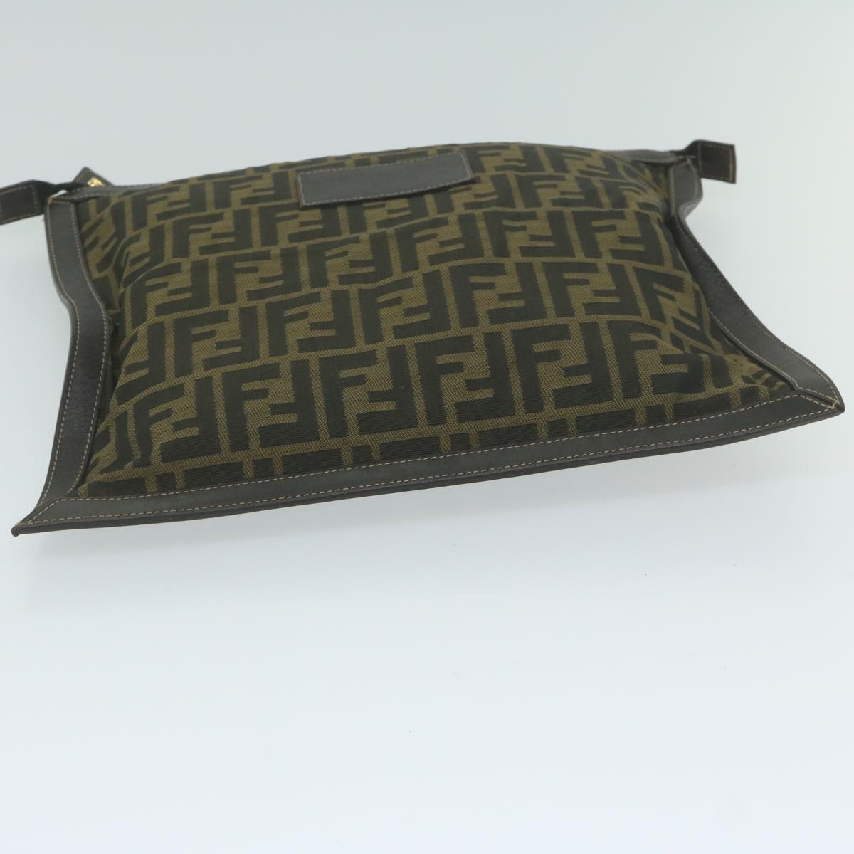FENDI Zucca Canvas Clutch Bag Black Brown 60048