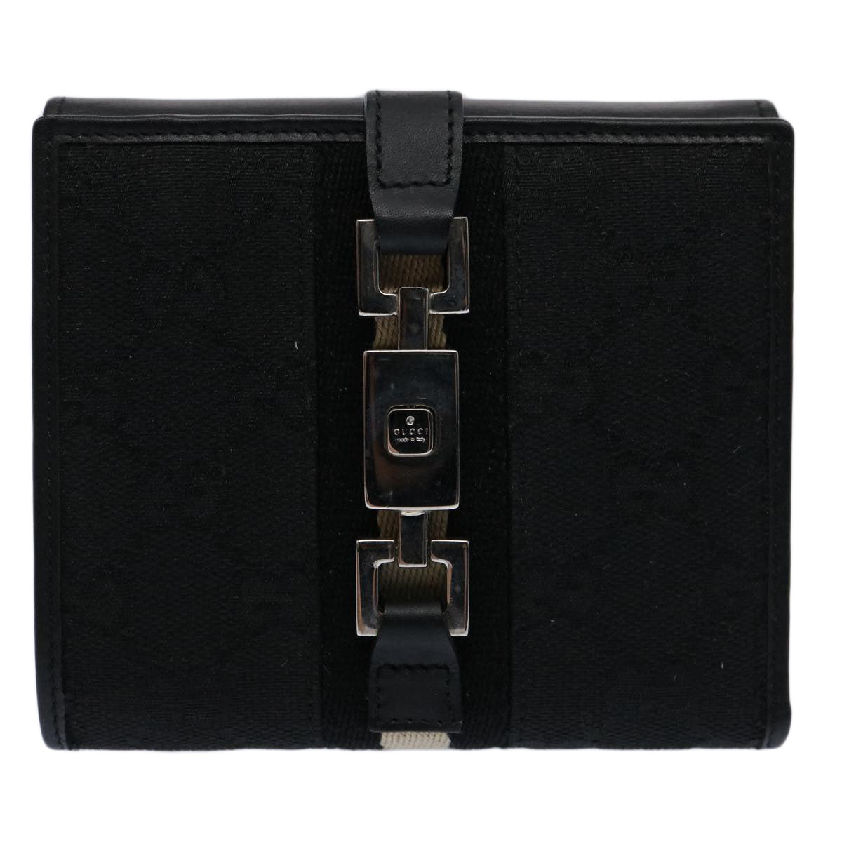 GUCCI GG Canvas Sherry Line Jackie Wallet Black White 60081A
