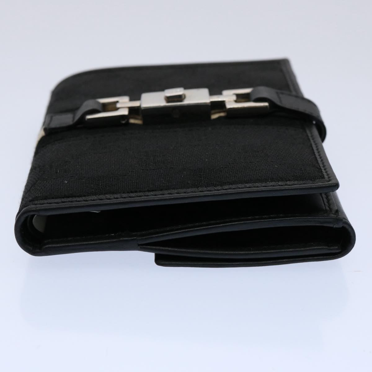 GUCCI GG Canvas Sherry Line Jackie Wallet Black White 60081A