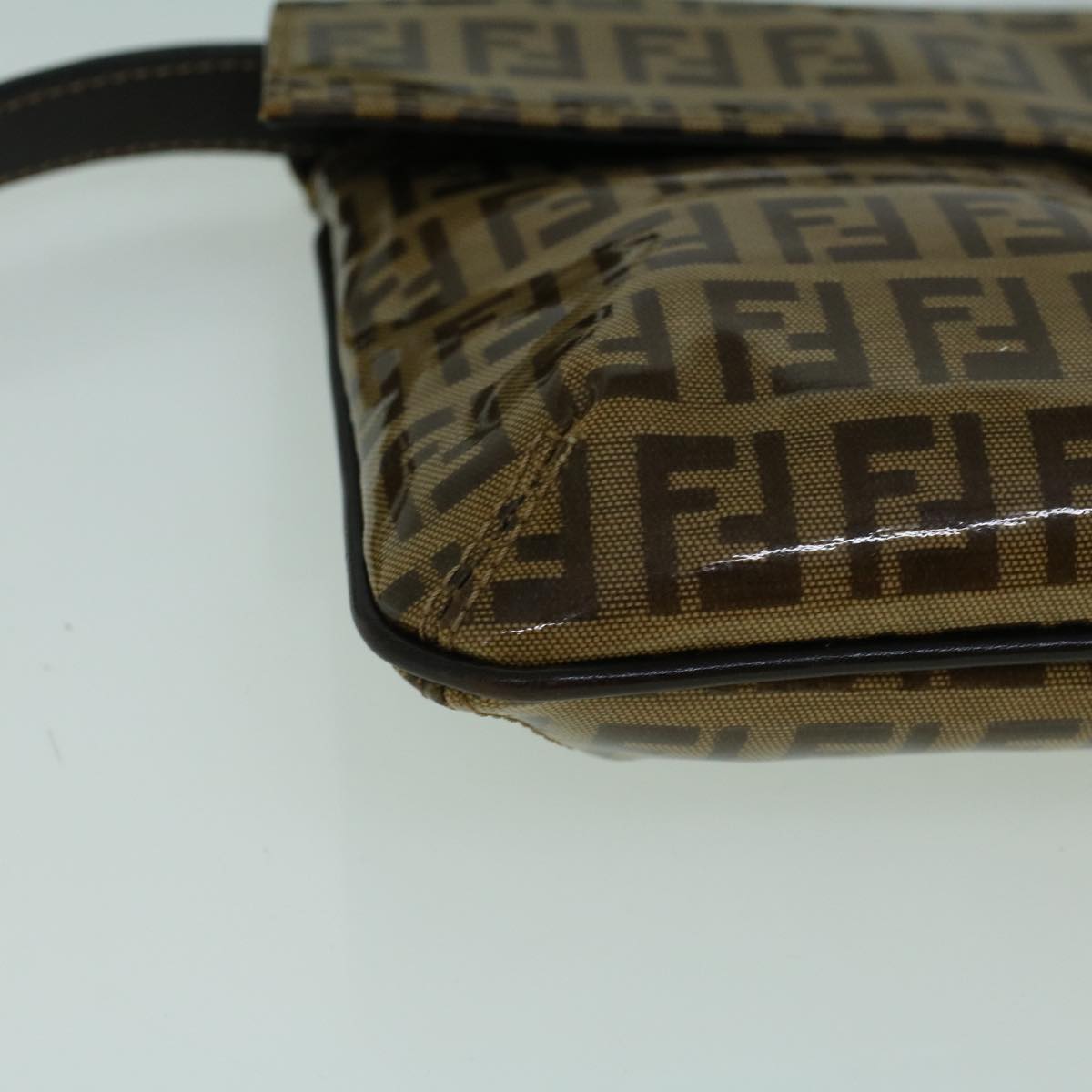 FENDI Zucchino Canvas Shoulder Bag Coated Canvas Brown 60109