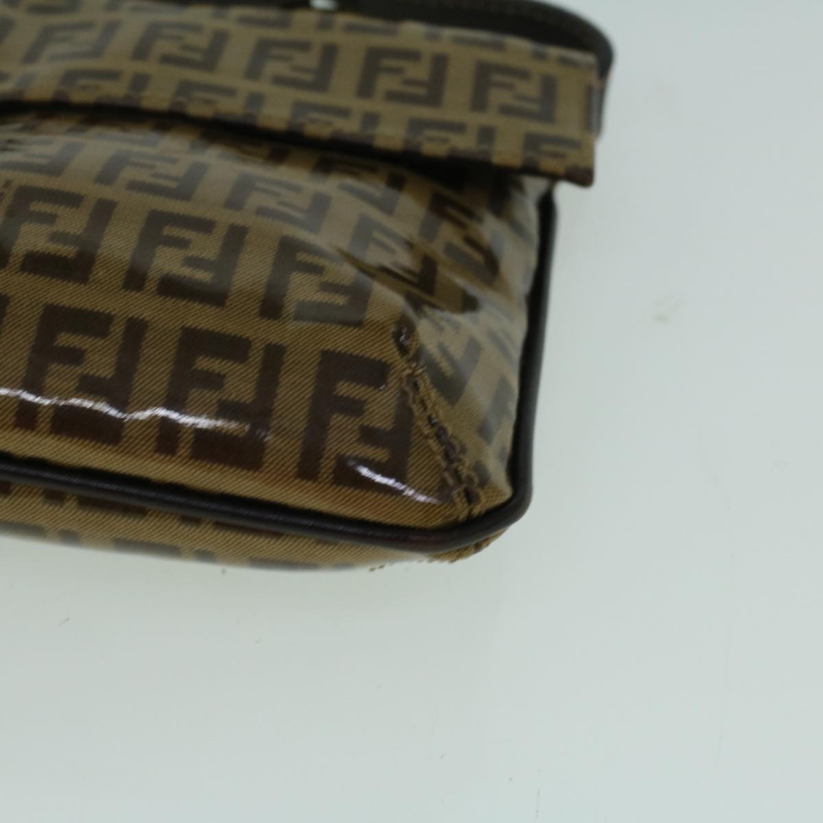 FENDI Zucchino Canvas Shoulder Bag Coated Canvas Brown 60109