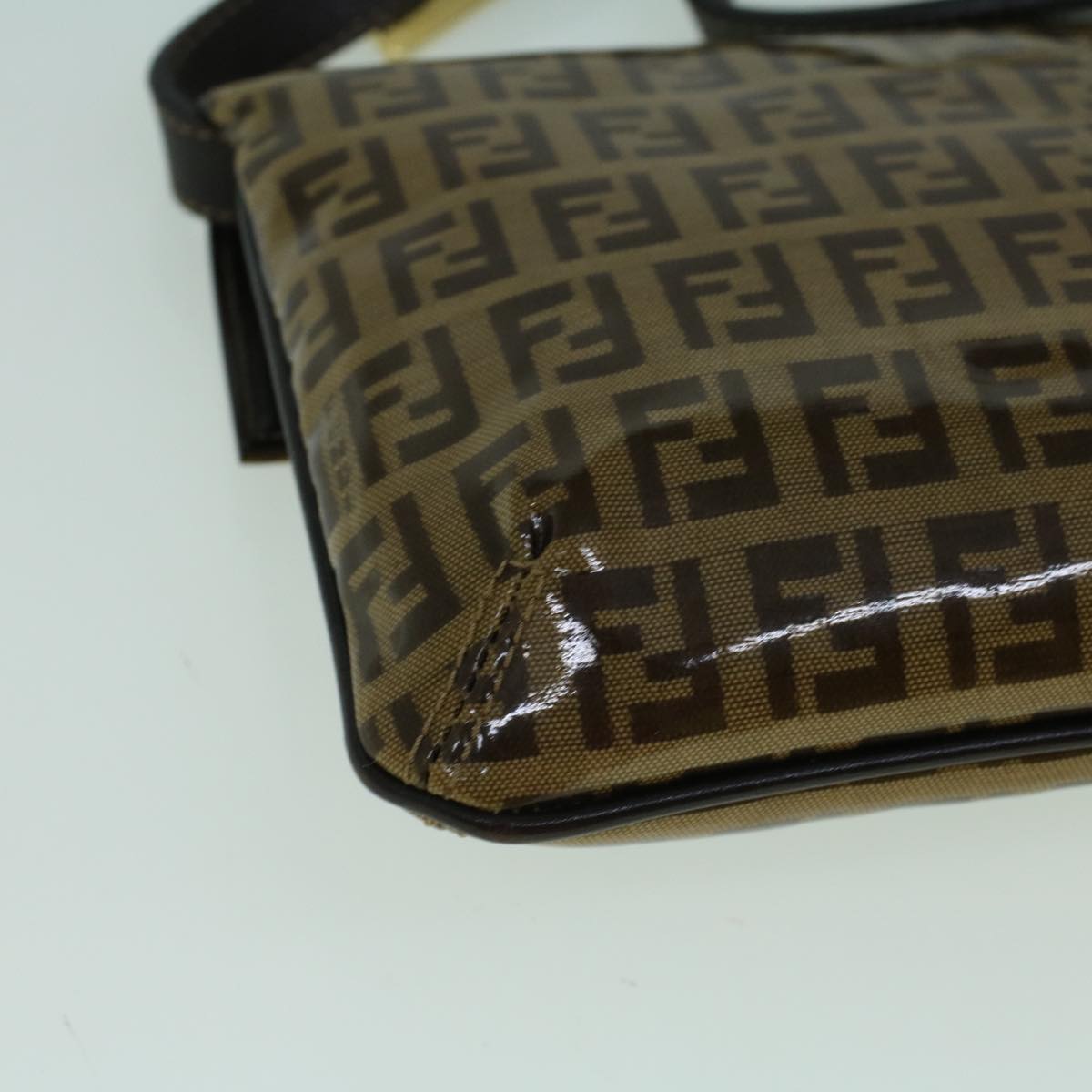 FENDI Zucchino Canvas Shoulder Bag Coated Canvas Brown 60109