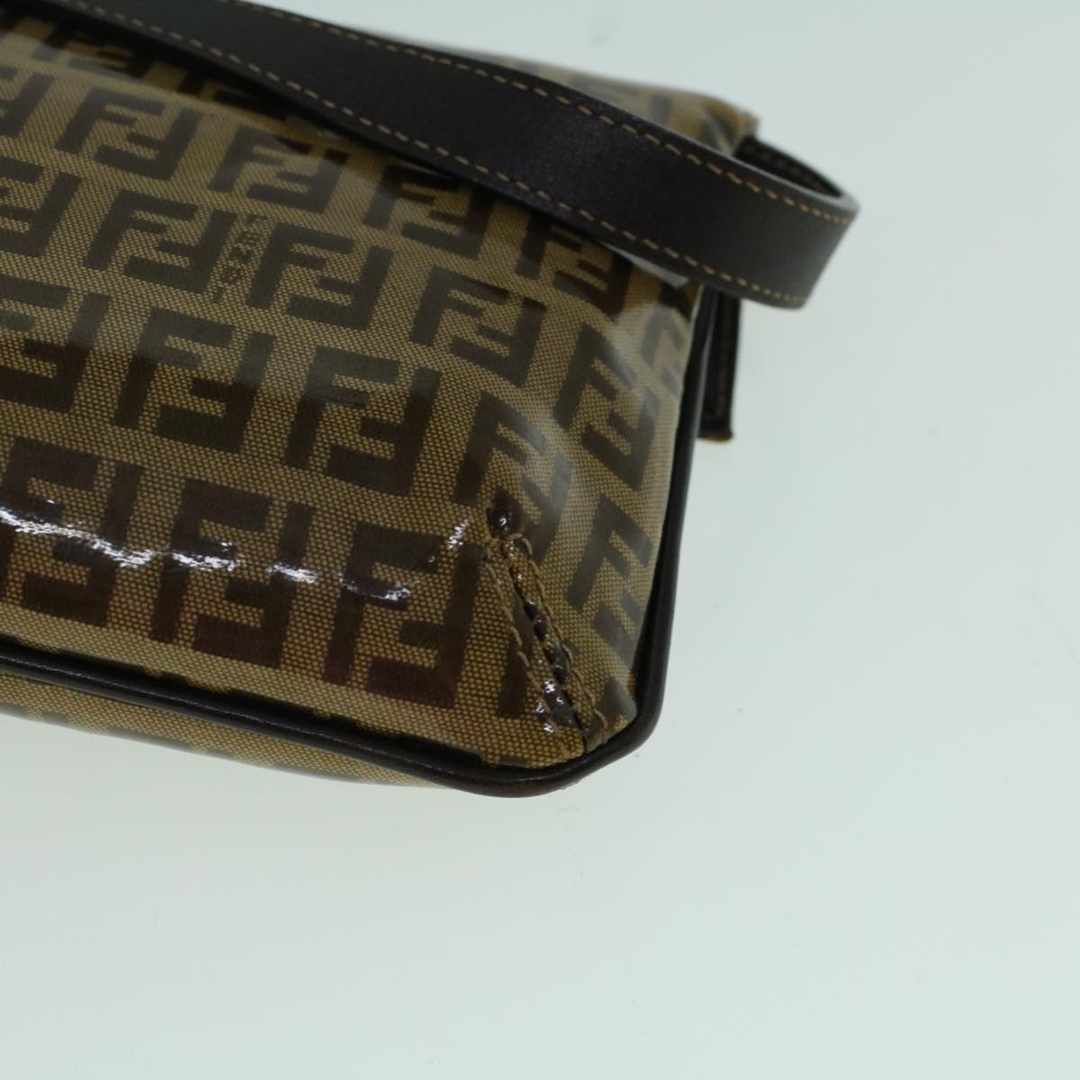 FENDI Zucchino Canvas Shoulder Bag Coated Canvas Brown 60109