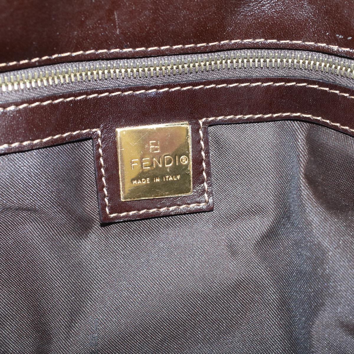 FENDI Zucchino Canvas Shoulder Bag Coated Canvas Brown 60109