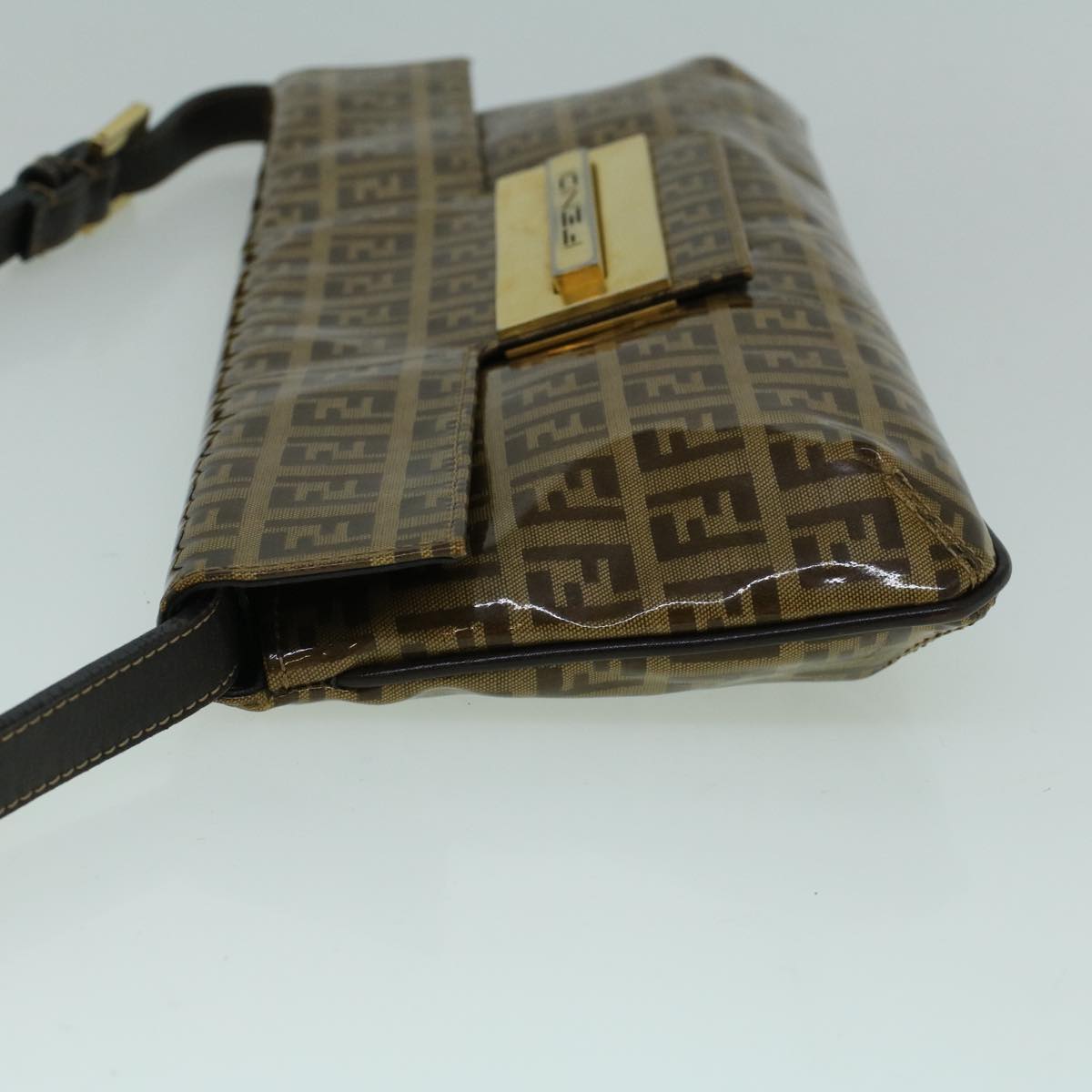 FENDI Zucchino Canvas Shoulder Bag Coated Canvas Brown 60109