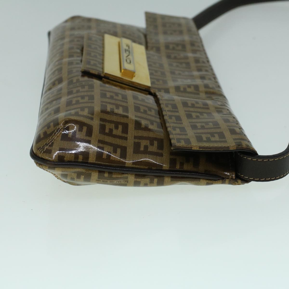 FENDI Zucchino Canvas Shoulder Bag Coated Canvas Brown 60109