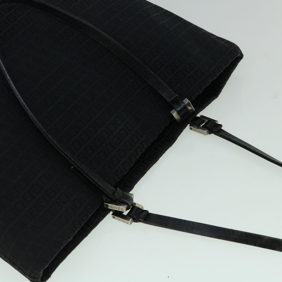 FENDI Zucchino Canvas Tote Bag Black 60280