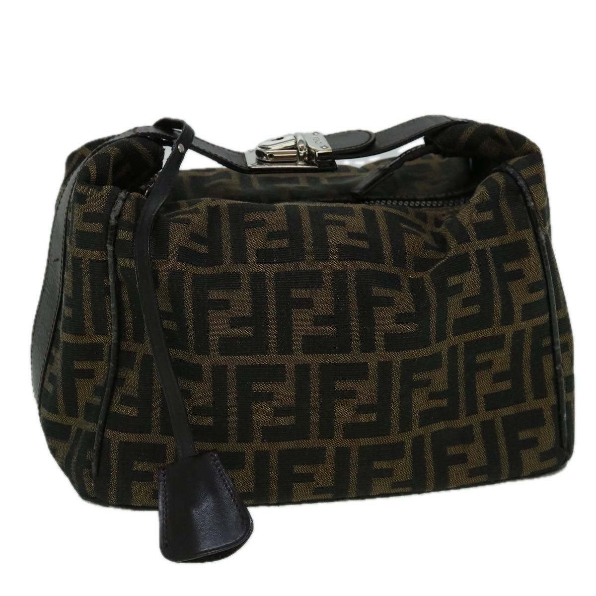 FENDI Zucca Canvas Vanity Hand Bag Brown 60287