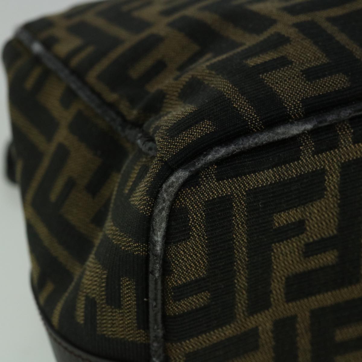 FENDI Zucca Canvas Vanity Hand Bag Brown 60287