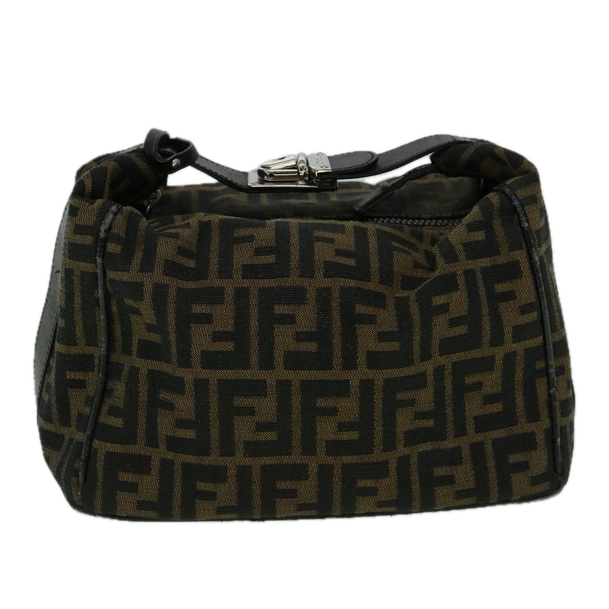FENDI Zucca Canvas Vanity Hand Bag Brown 60287