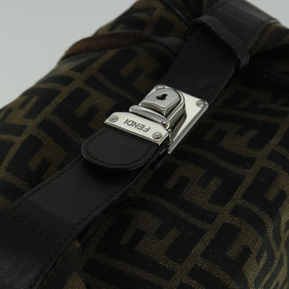 FENDI Zucca Canvas Vanity Hand Bag Brown 60287