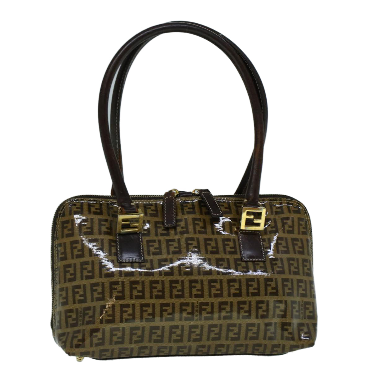 FENDI Zucchino Canvas Hand Bag Coated Canvas Brown 60354