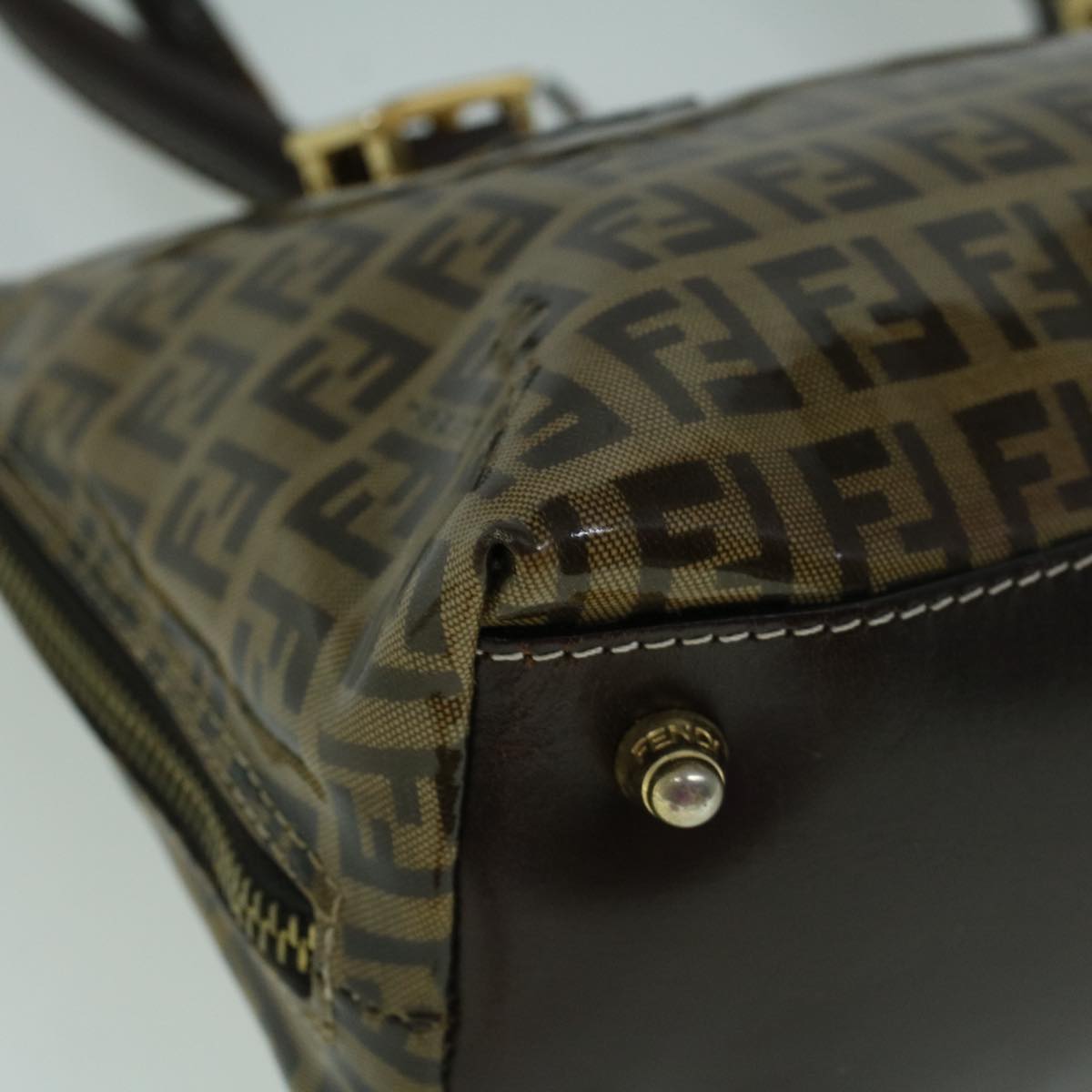 FENDI Zucchino Canvas Hand Bag Coated Canvas Brown 60354