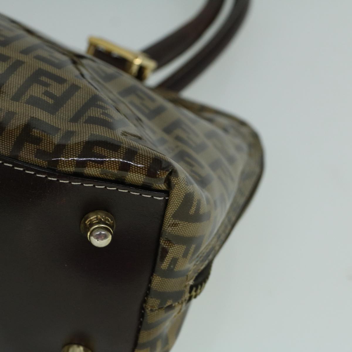 FENDI Zucchino Canvas Hand Bag Coated Canvas Brown 60354