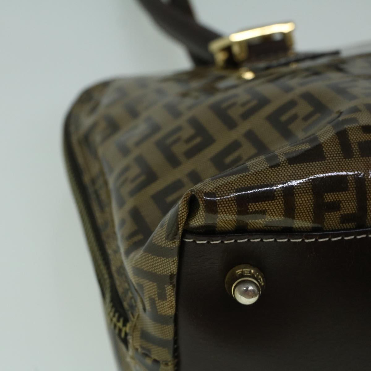FENDI Zucchino Canvas Hand Bag Coated Canvas Brown 60354
