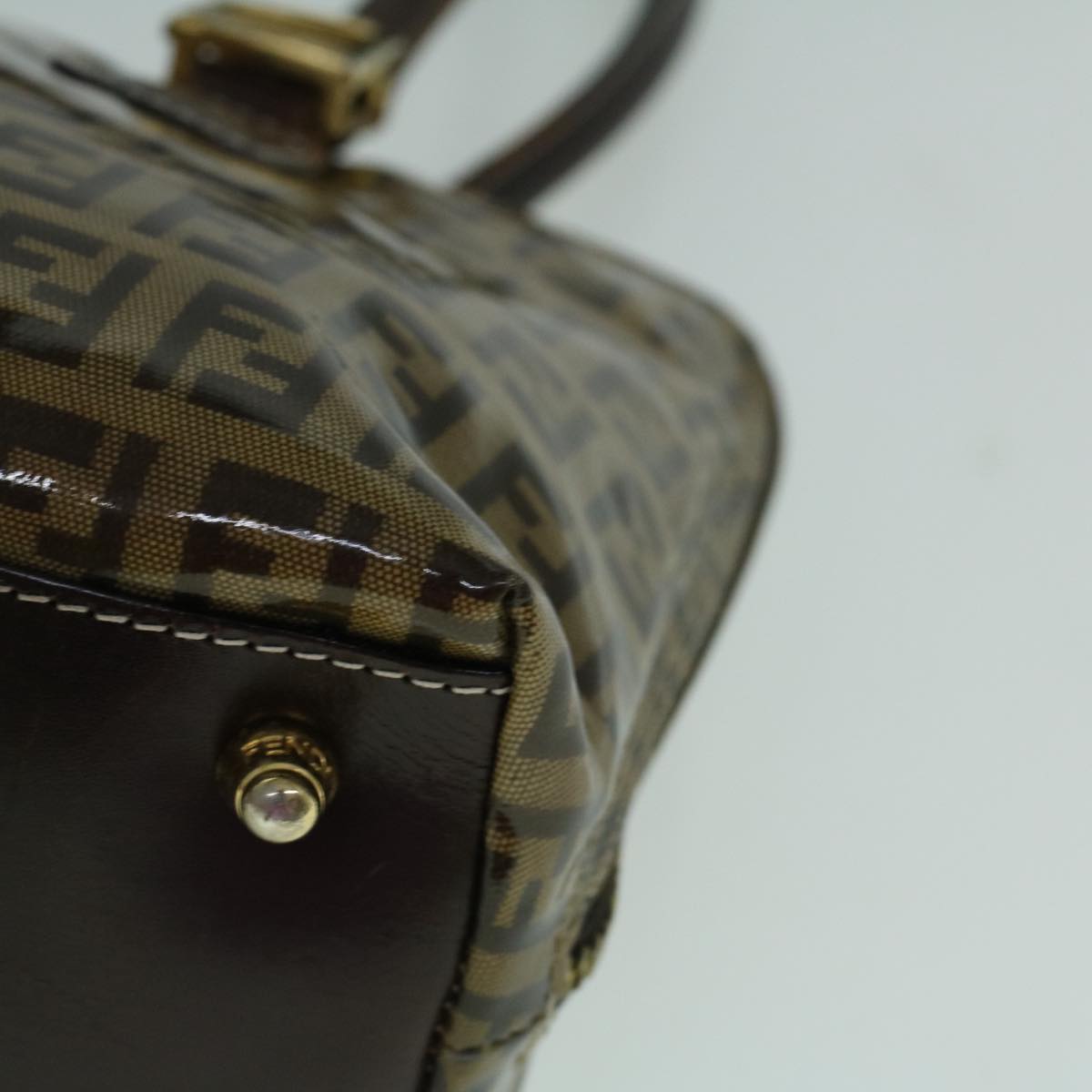 FENDI Zucchino Canvas Hand Bag Coated Canvas Brown 60354