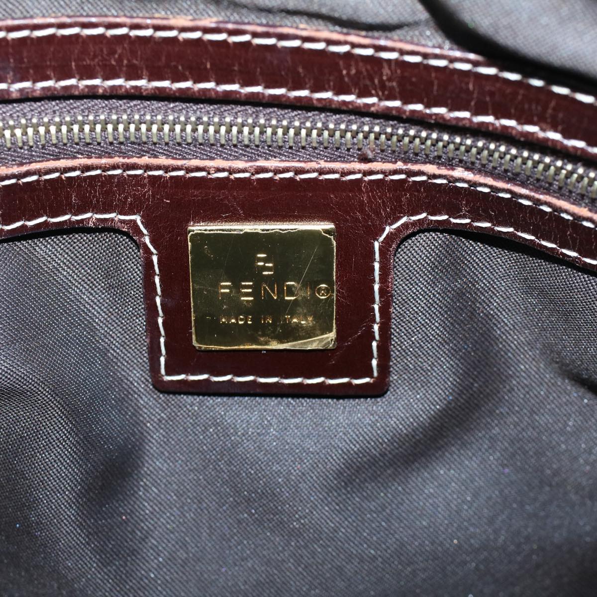 FENDI Zucchino Canvas Hand Bag Coated Canvas Brown 60354