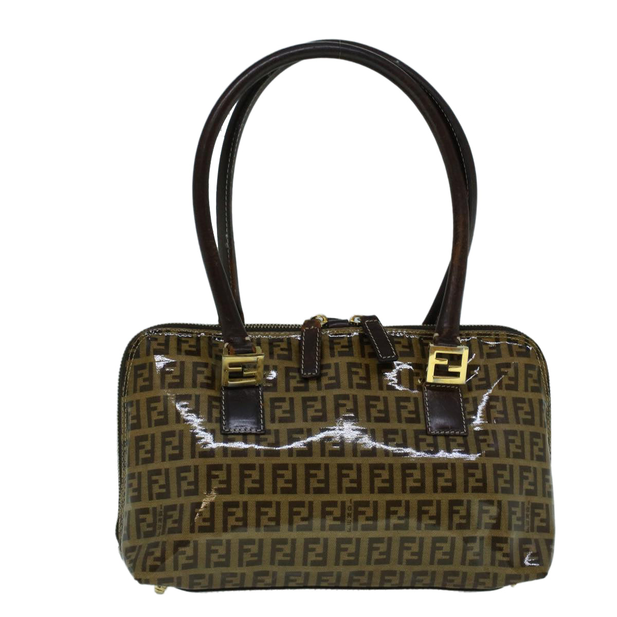 FENDI Zucchino Canvas Hand Bag Coated Canvas Brown 60354